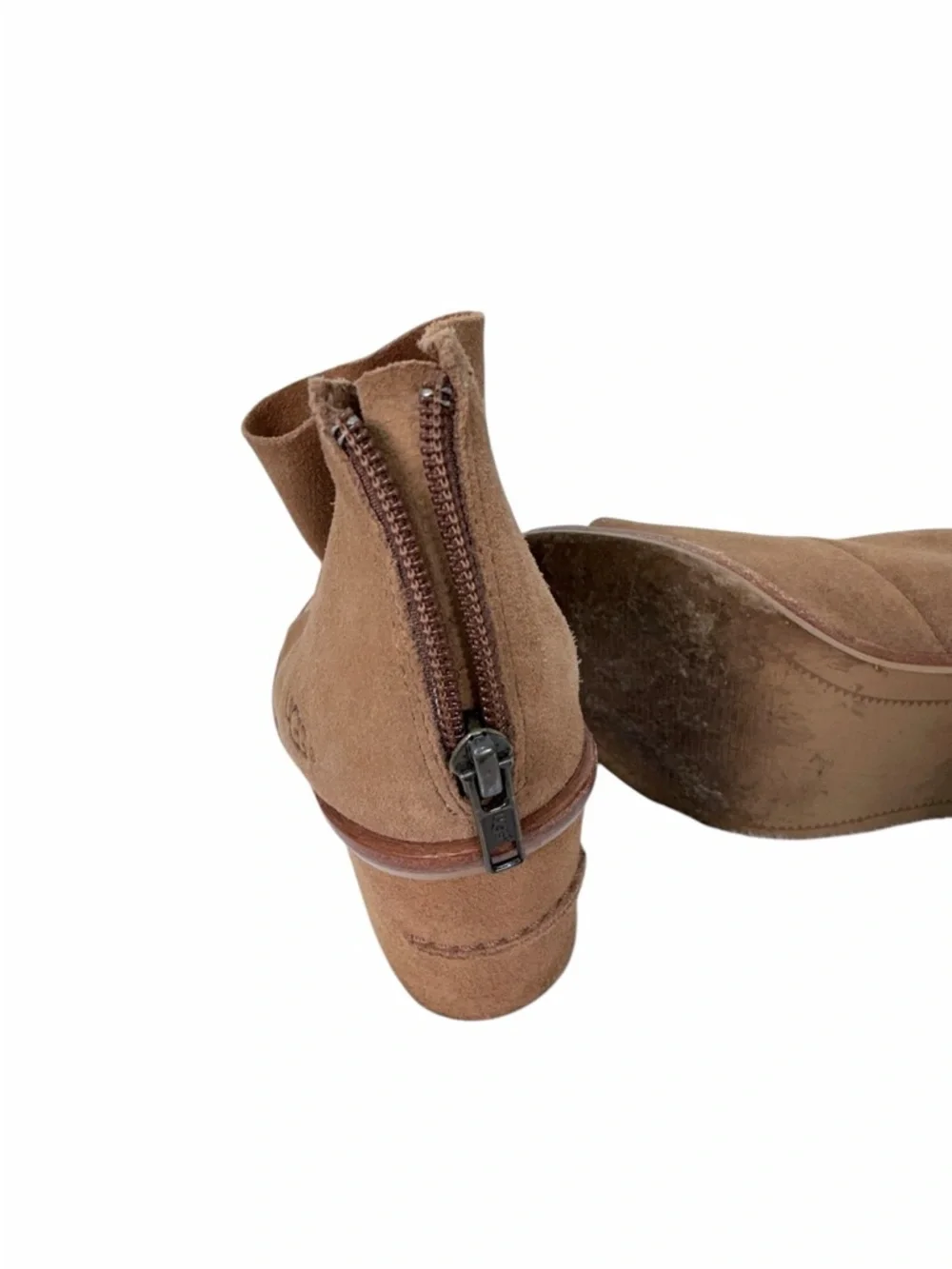 UGG Australia Suede Open Toe Booties Heels Brown Size 7.5 Block Heel Ankle Boots - Picture 15 of 16